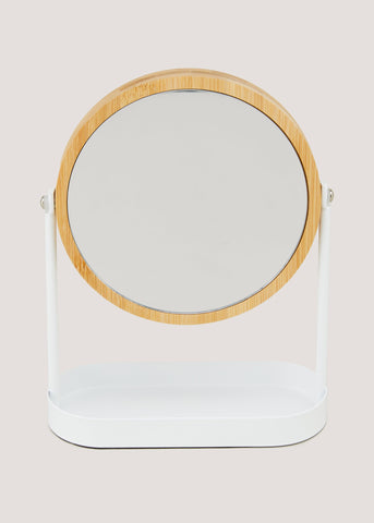 White Metal & Bamboo Mirror (25cm x 19cm x 8cm) M814747