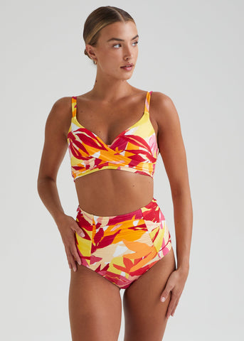Multicoloured Print Smoothing High Waisted Bikini Bottoms  F422234