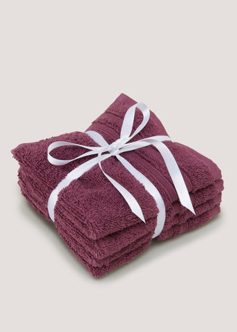 4 Pack Plum 100% Egyptian Cotton Face Cloths M173609