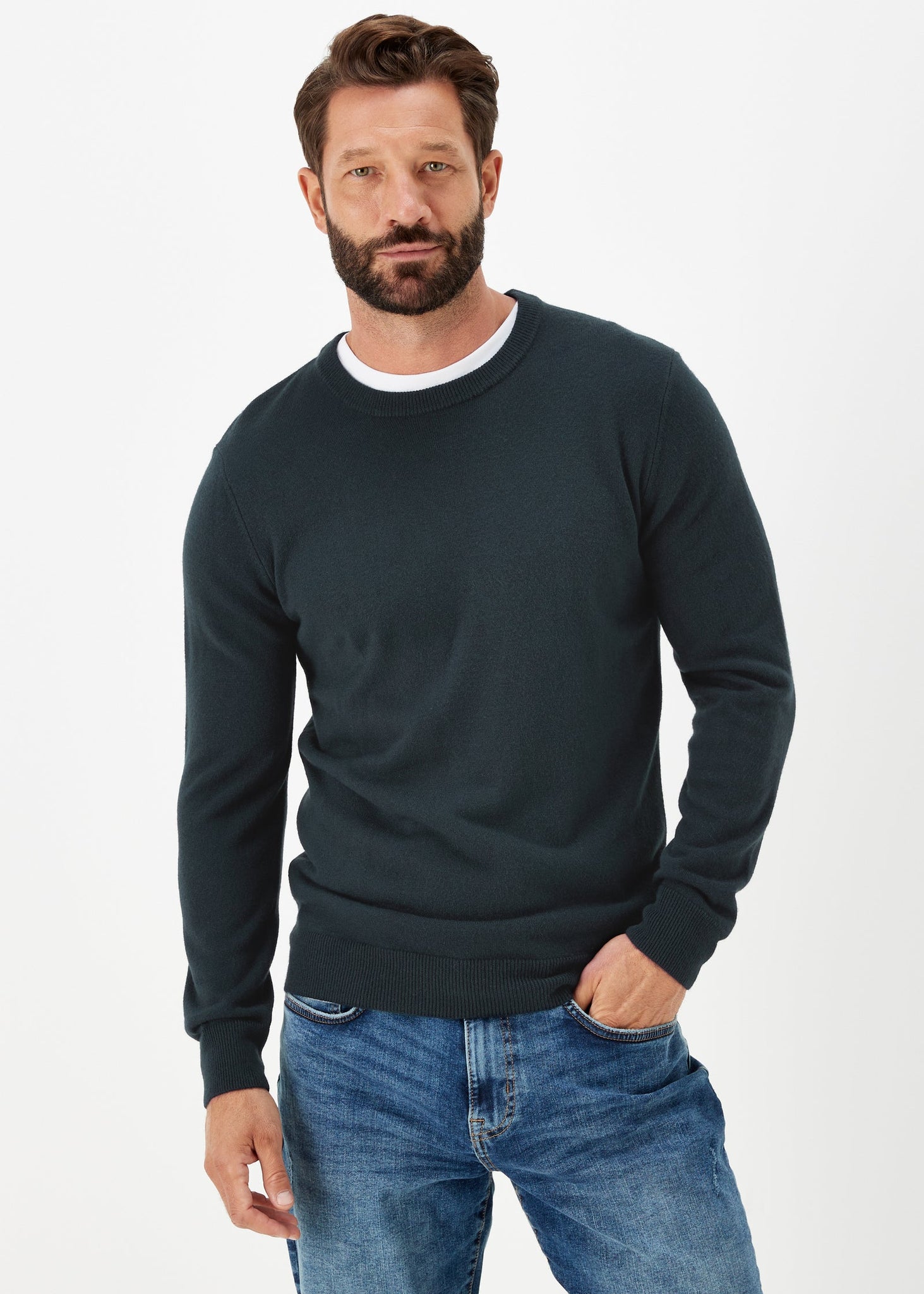 Navy Soft Touch Crew Neck Jumper  M240941