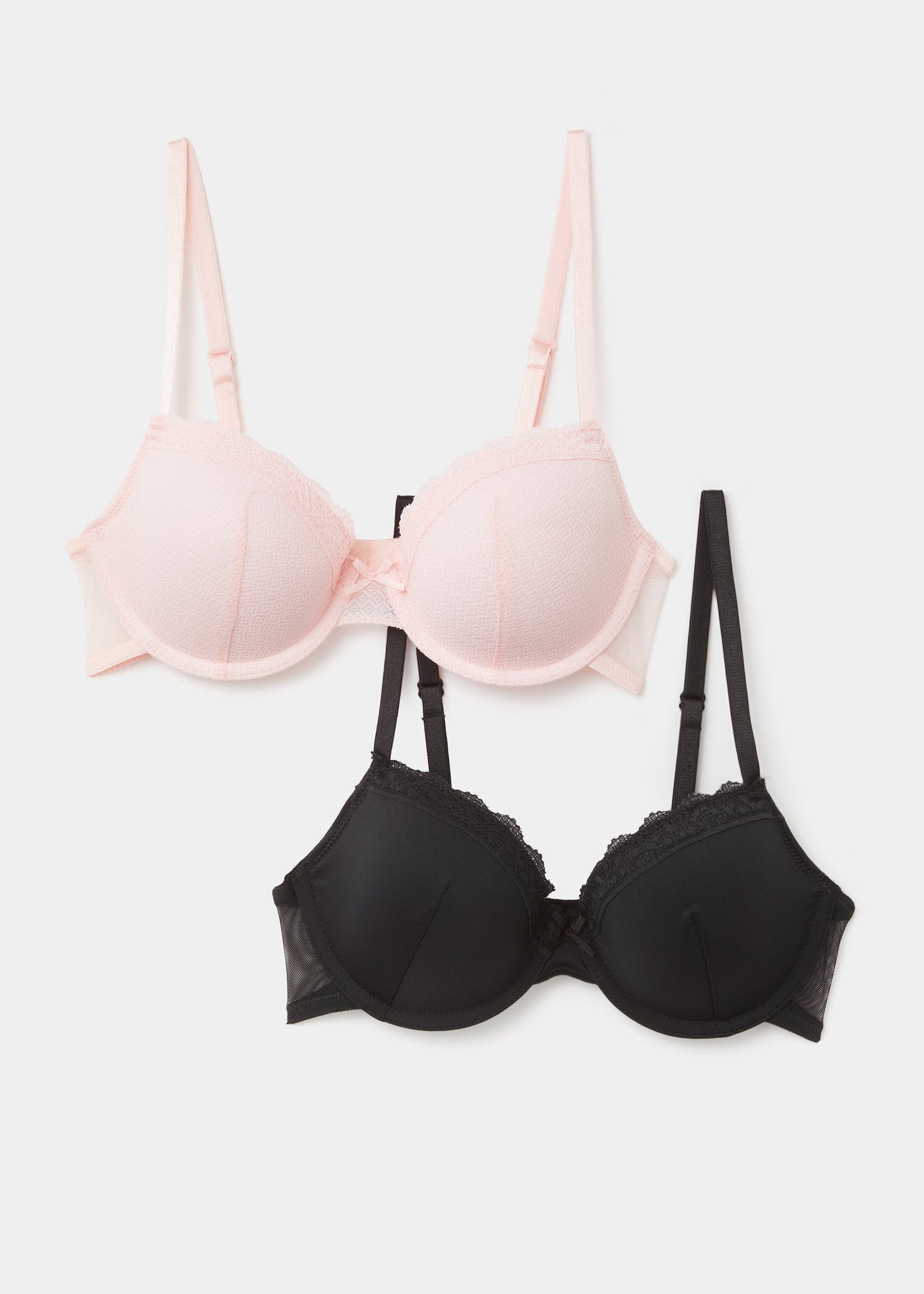 2 Pack Pink & Black T-Shirt Bra  F472018