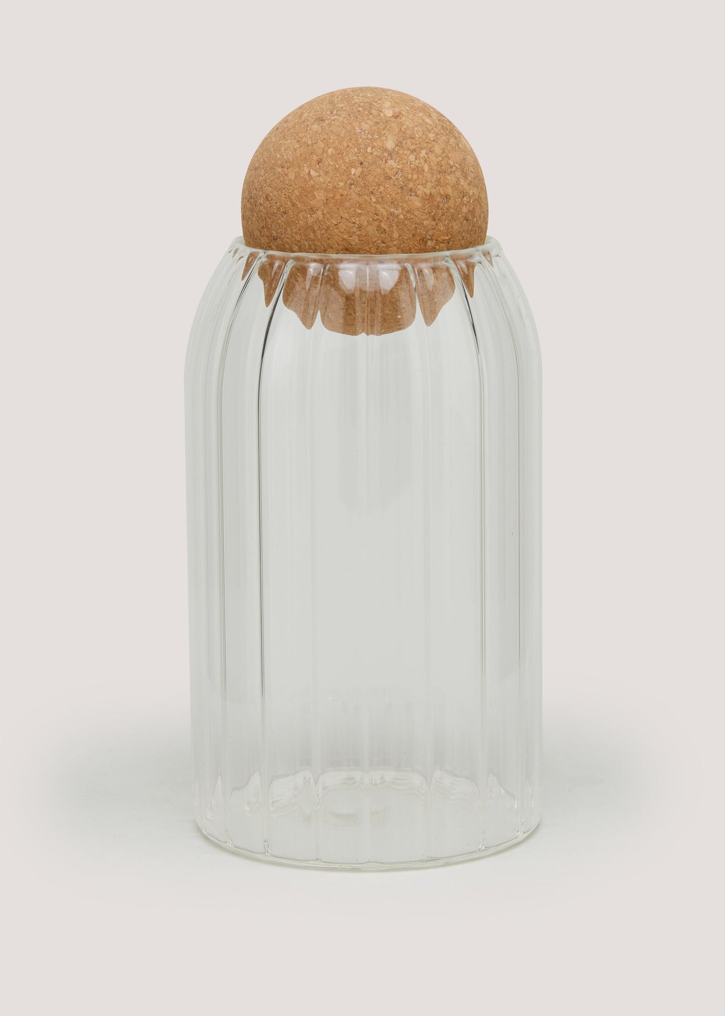 Medium Round Cork Ribbed Jar (15.5cm x 8.5cm) Clear M484656 M484656