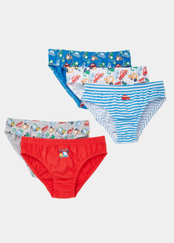 Boys 5 Pack Multicoloured Transport Print Briefs (2-9yrs)  B290263