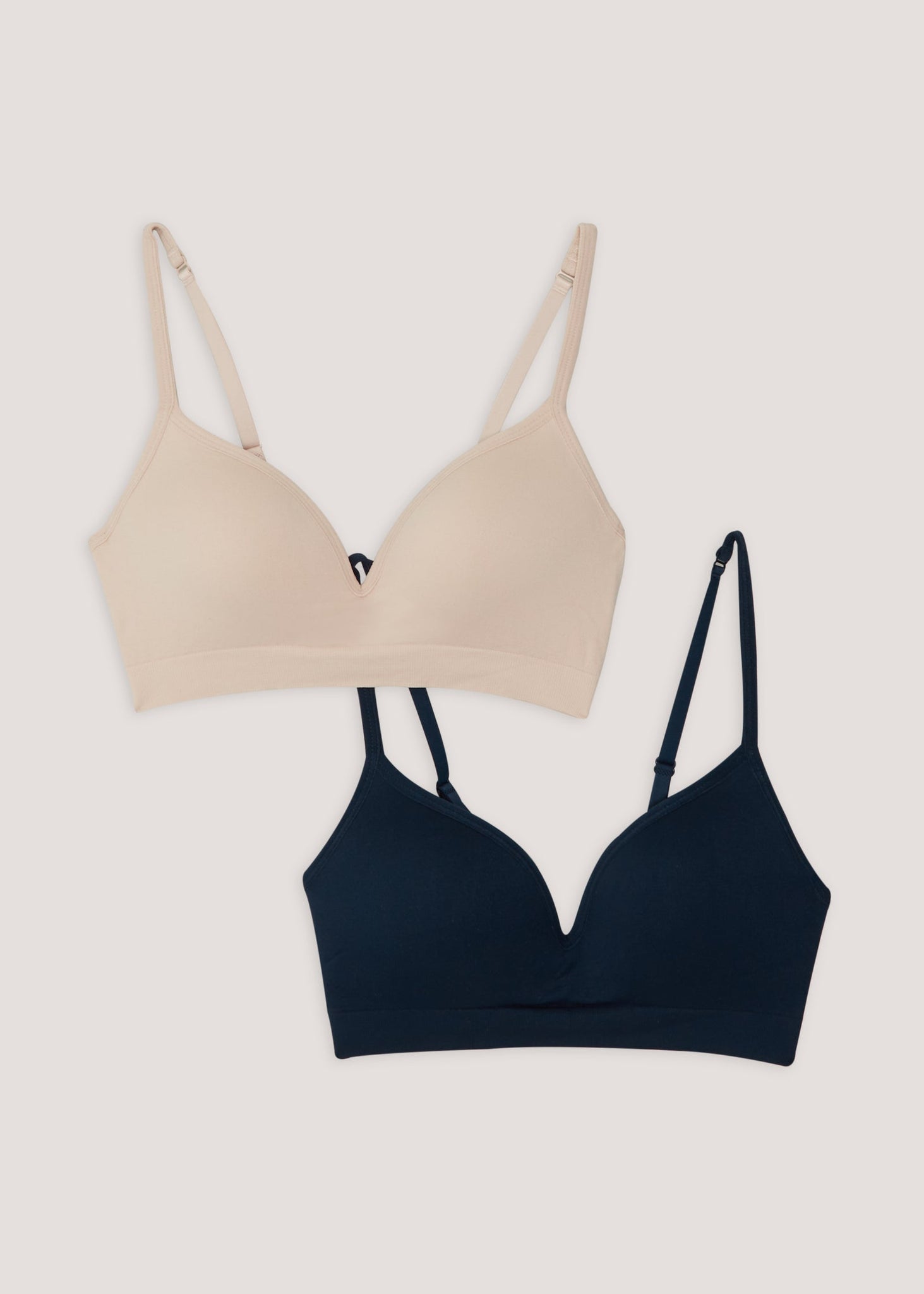 2 Pack Nude & Navy Seamless Moulded Bras  F472097