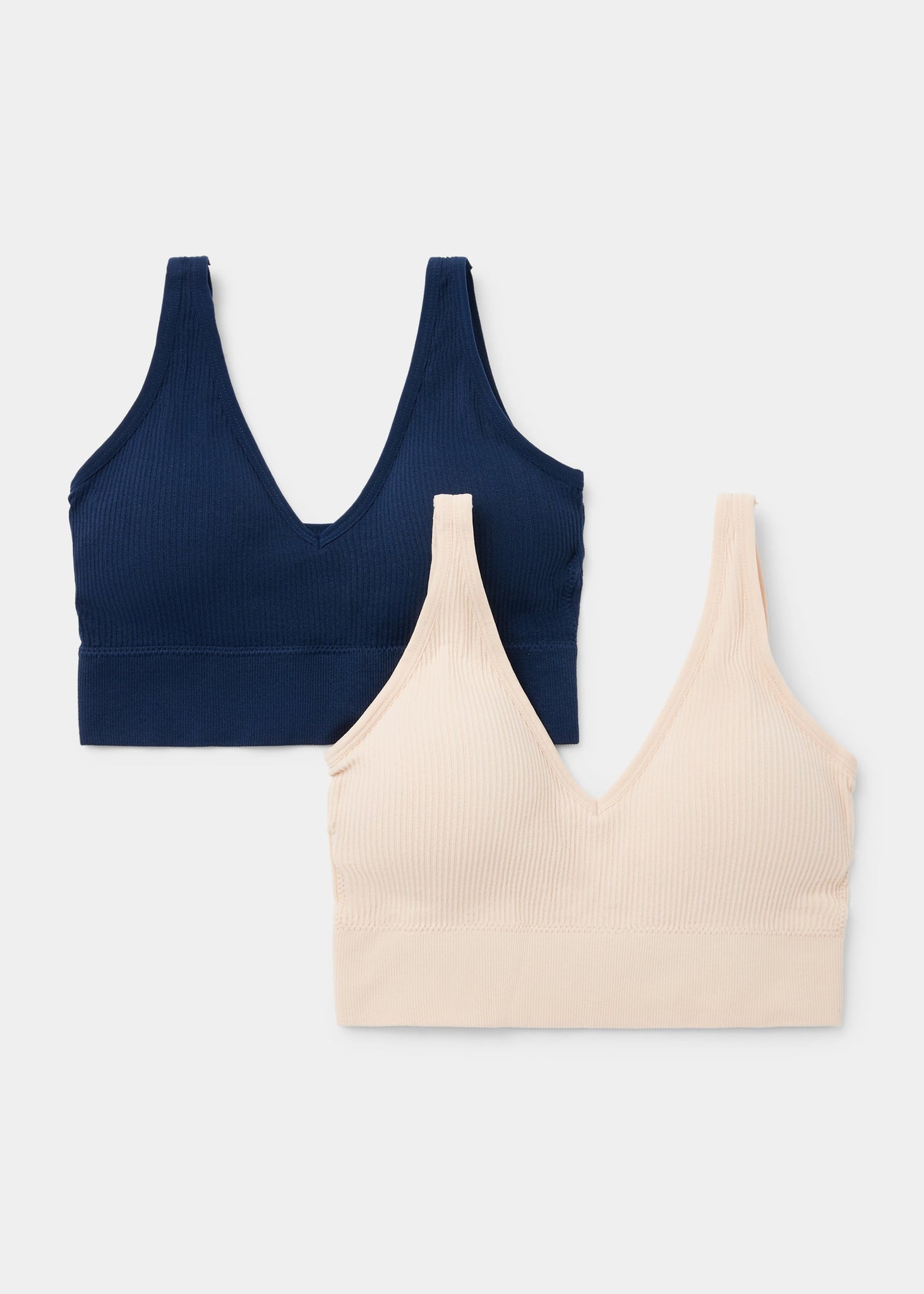 2 Pack Navy & Nude Seamless Bralettes  F472154