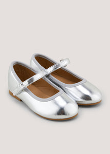 Girls Silver Ballet Flats (Younger 4-12)  C303005