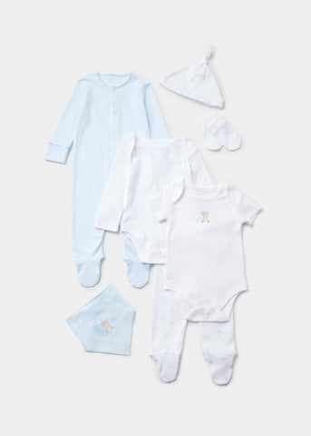 Baby 7 Piece Blue Layette Set (Tiny Baby-6mths)  C136028