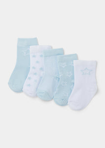 Baby 5 Pack Blue Socks (Newborn-23mths)  C136393