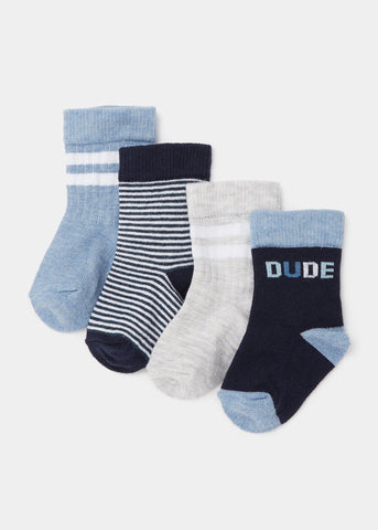 4 Pack Blue Sports Socks (Newborn-23mths)  C136065