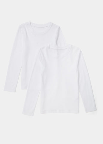 Kids 2 Pack White Long Sleeve Thermal T-Shirts (2-13yrs)  B290276