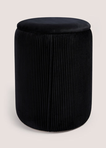 Black Velvet Storage Pouffe (33cm x 33cm x 40cm) M697925