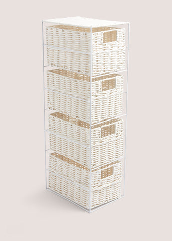 White Woven Plastic Drawers M814706