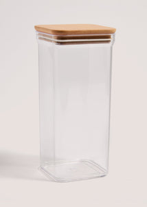 Clear Plastic Food Storage with Wooden Lid (22cm x 9cm) M484582