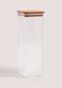 Clear Plastic Food Storage with Wooden Lid (28.5cm x 9.5cm) M484583