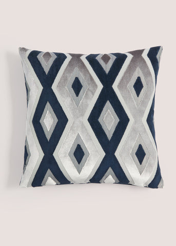 Navy Cut Velvet Diamond Cushion M493909