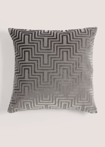 Grey Cut Velvet Maze Cushion M493910