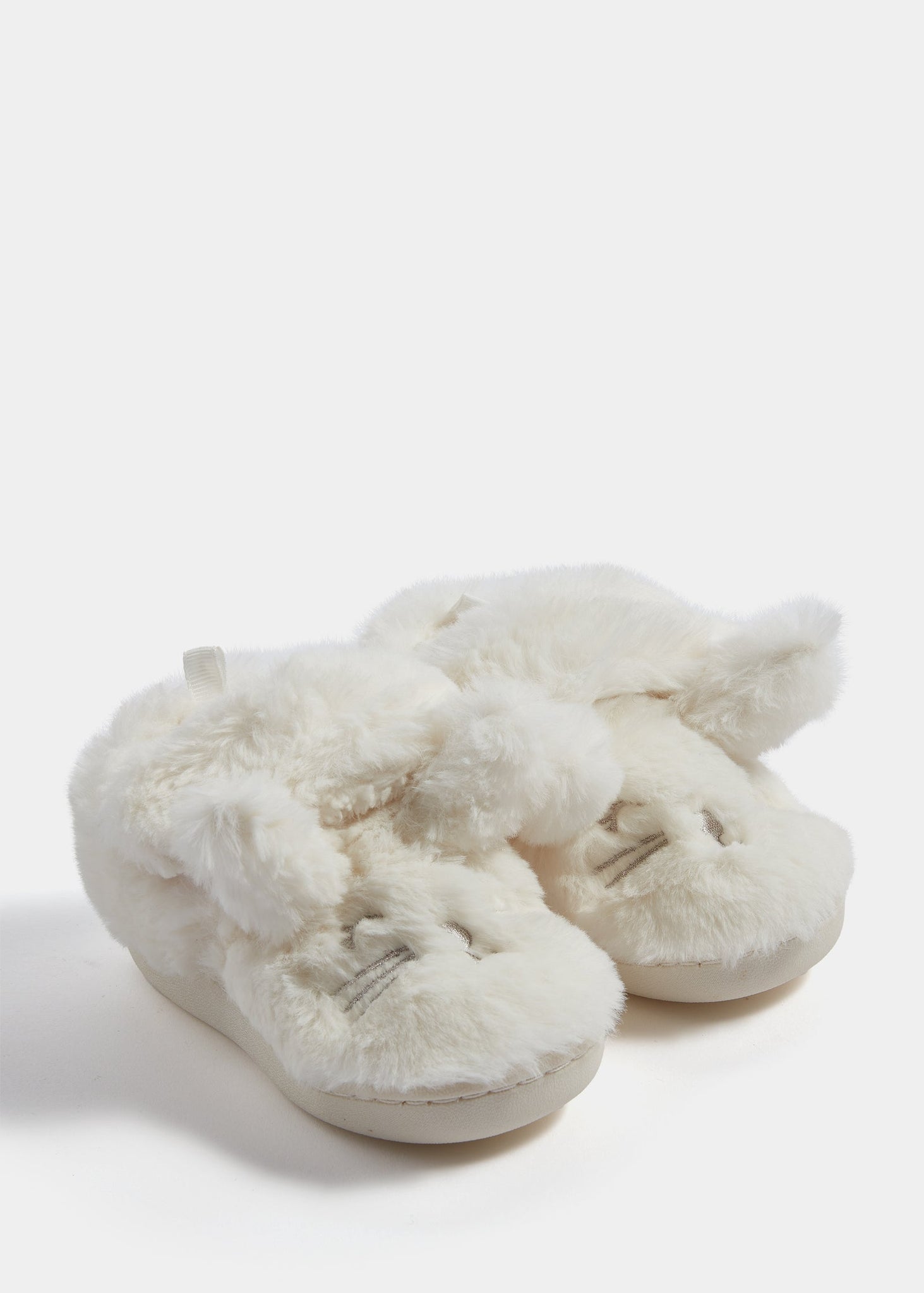 Girls Cream Bunny Slippers (Younger 4-12) C303232