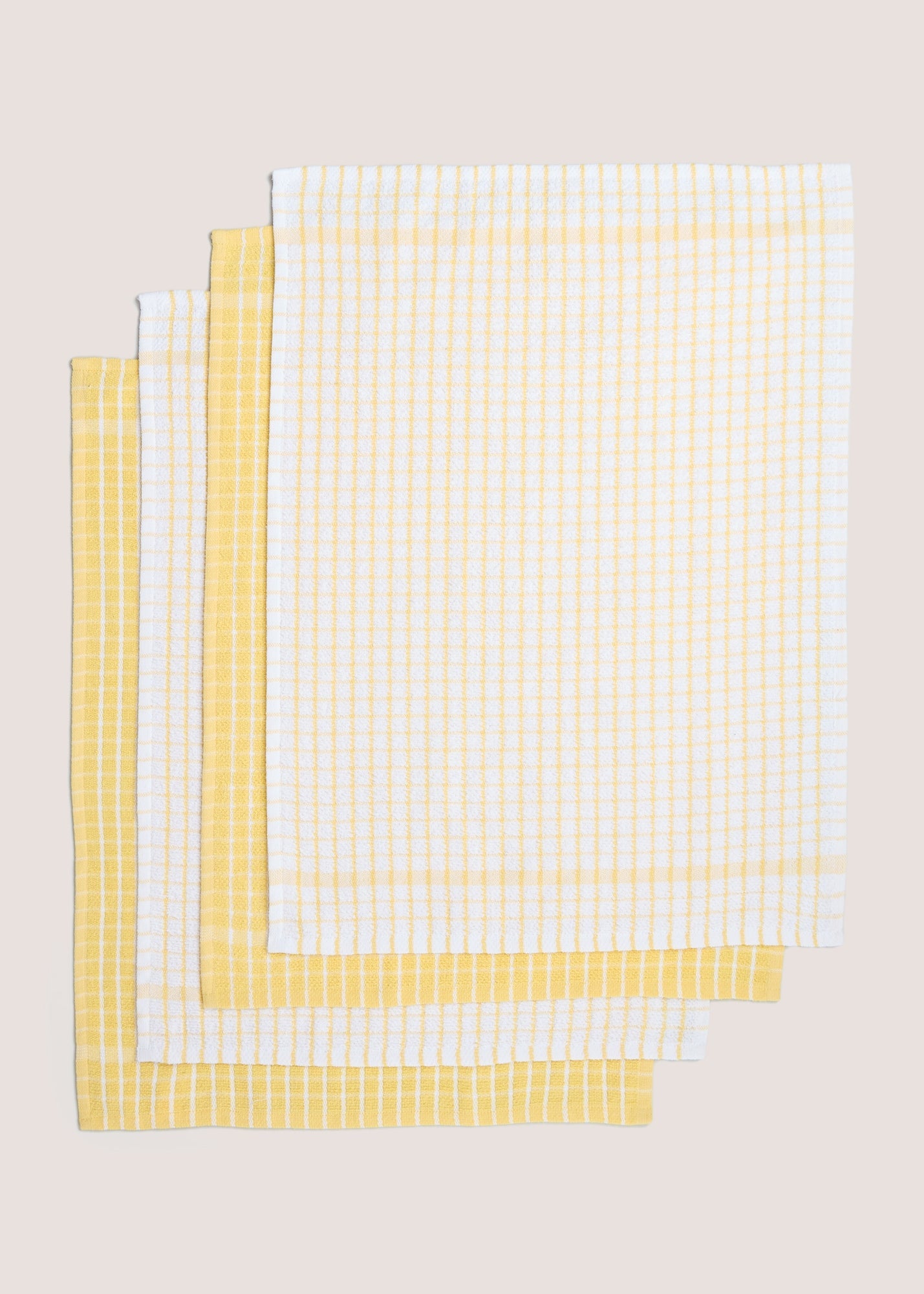 4 Pack Yellow Check Terry Tea Towels (45cm x 60cm) M484938