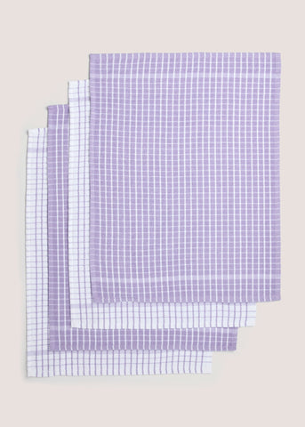 4 Pack Lilac Check Terry Tea Towels M486081
