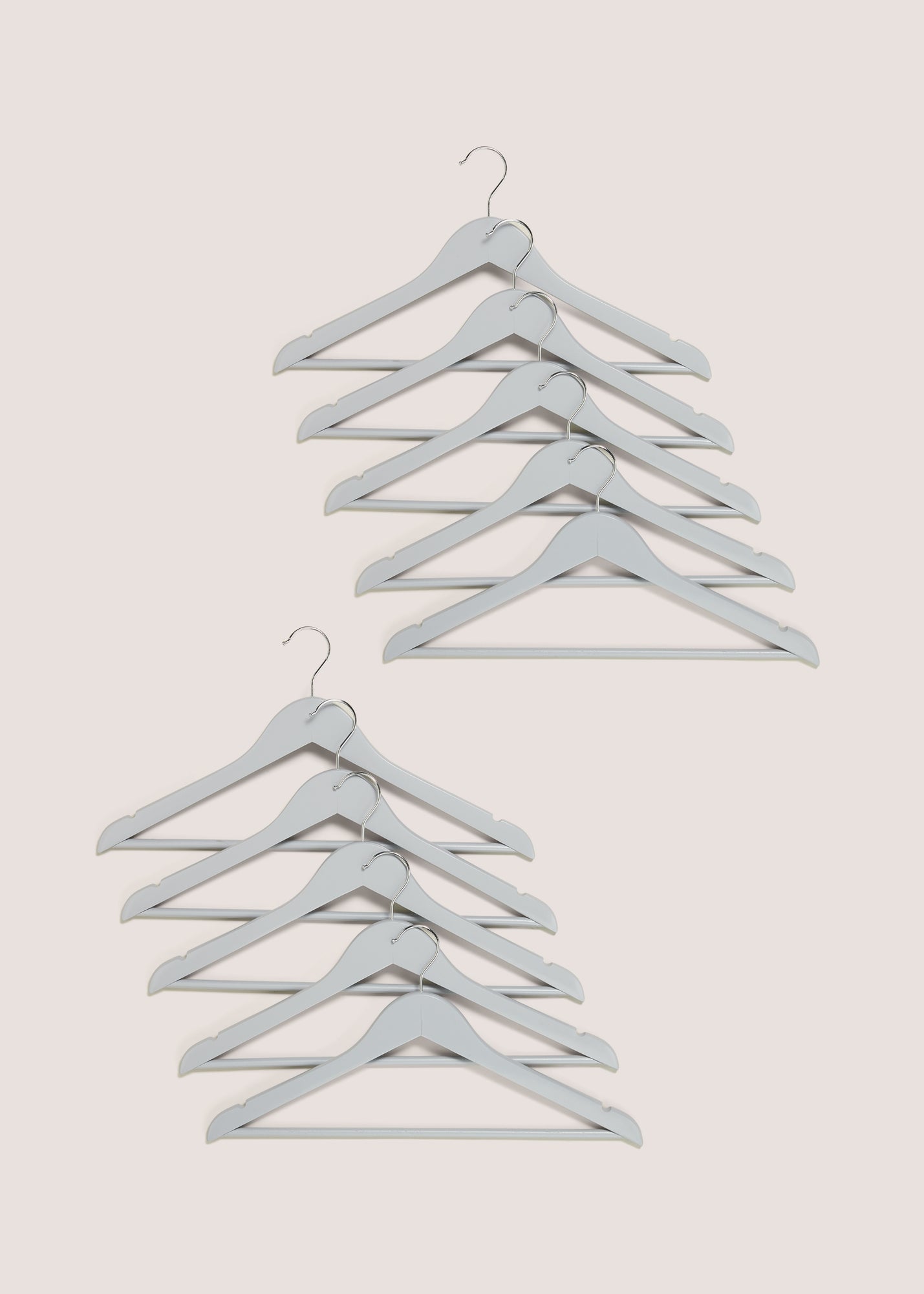 10 Pack Grey Wooden Hangers (22.5cm x 44.5cm) M484961