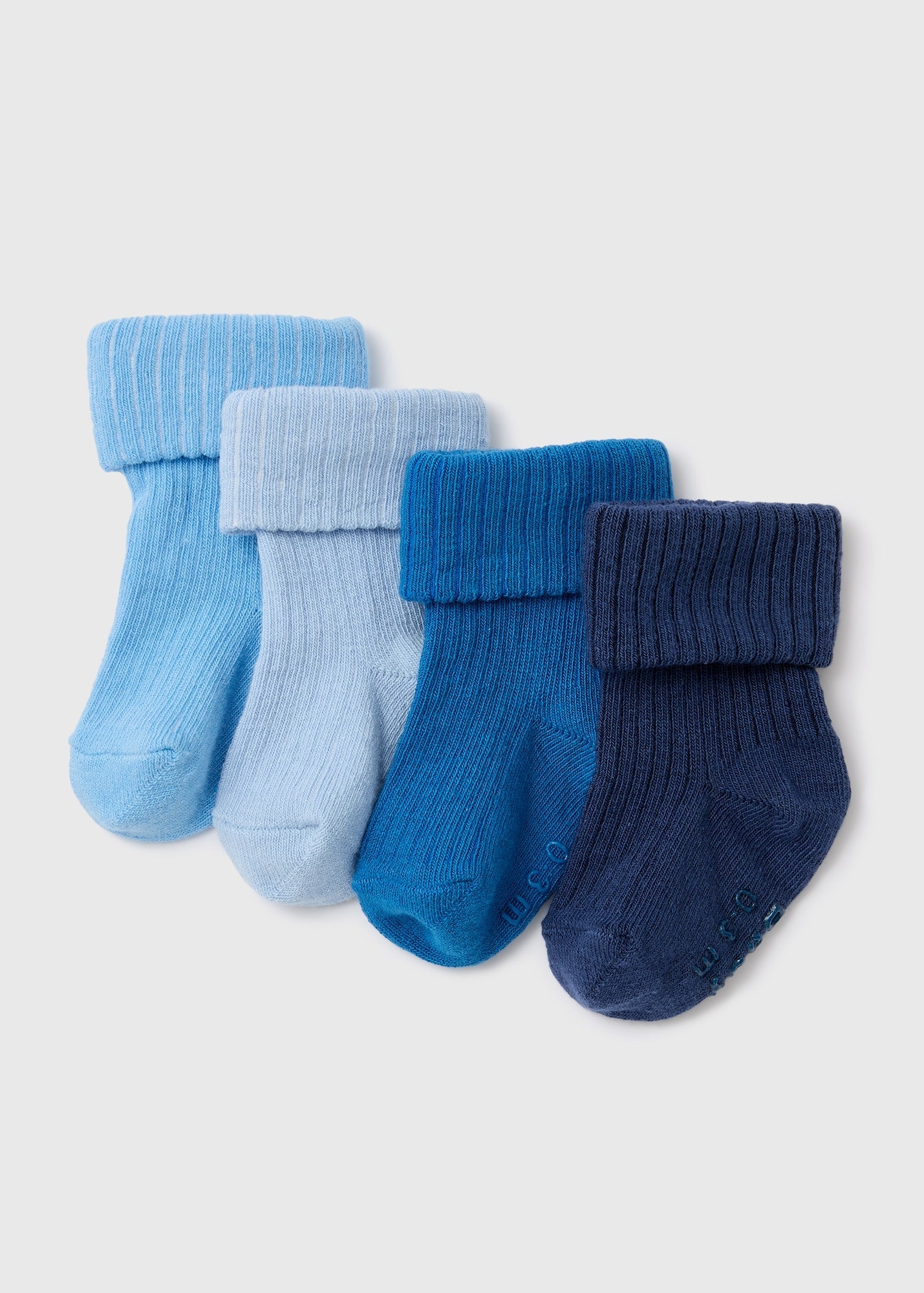 Baby 4 Pack Blue Ribbed Socks (Newborn-24mths)  C136244