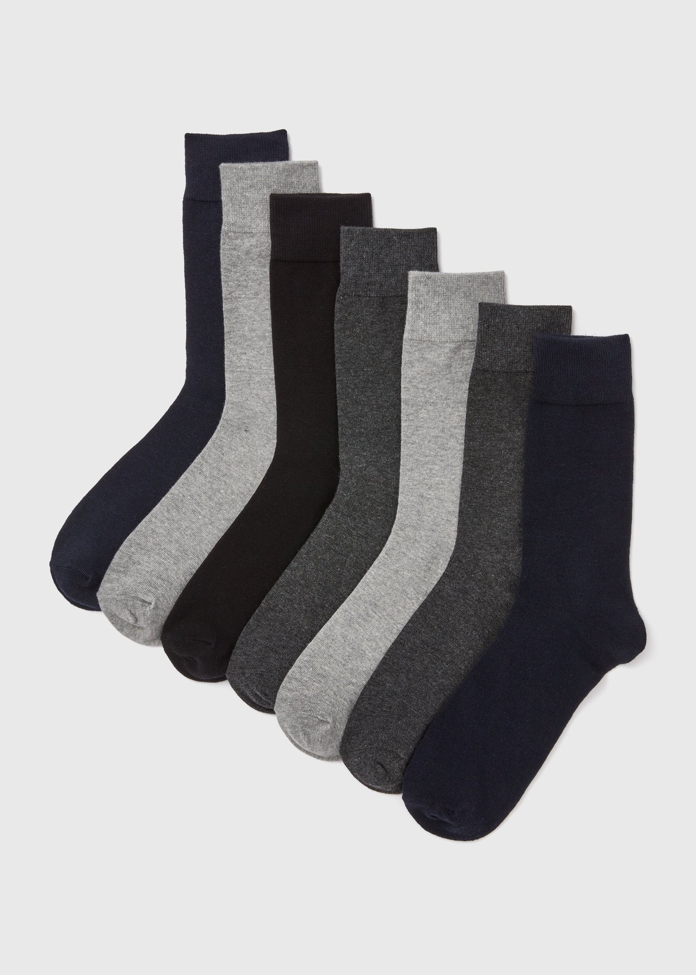 7 Pack Grey/ Marl/ Navy Plain Socks  M213088