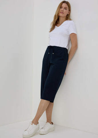 Navy Cropped Trousers  F510604