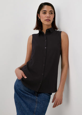 Black Sleeveless Shirt  F373708