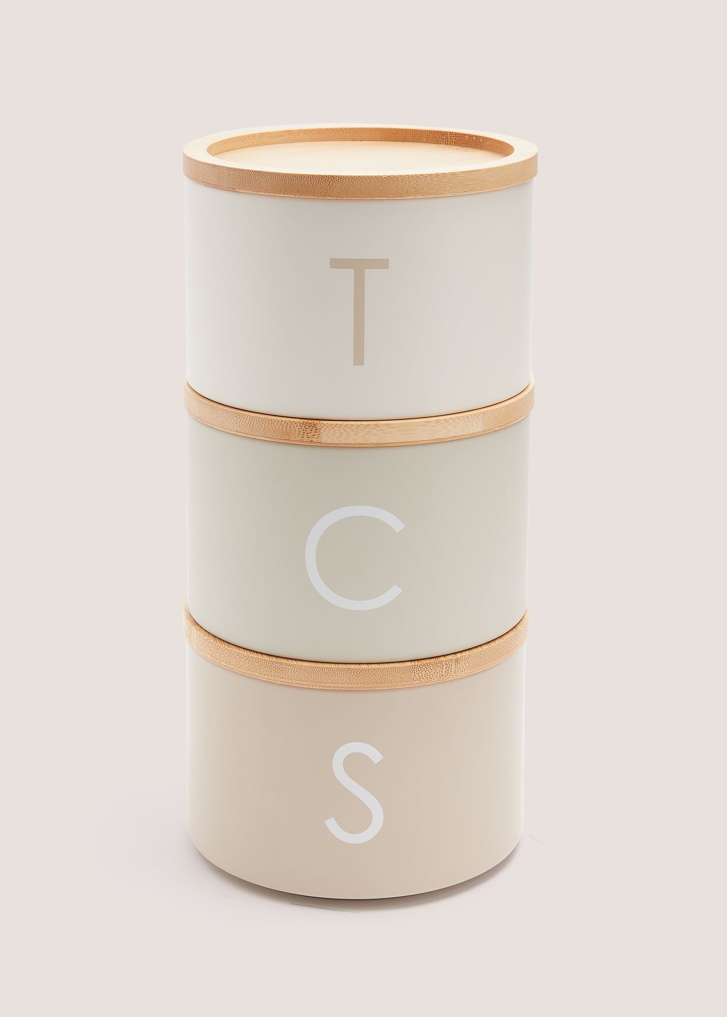 Neutral Metal Tea Coffee & Sugar Stackable Canisters (27cm x 13.5cm) M484675