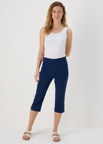 Navy Bengaline Cropped Trousers  F510815