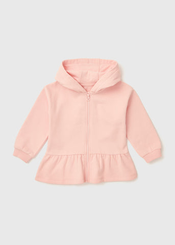 Girls Pink Heart Zip Up Hoodie (1-7yrs)  C251415