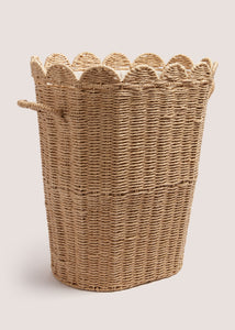 Oval Scallop Edge Woven Laundry Basket Natural M814786