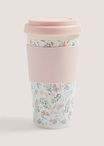 Pink Floral Travel Mug Multi M748086