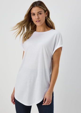 White Longline T-Shirt  F466202
