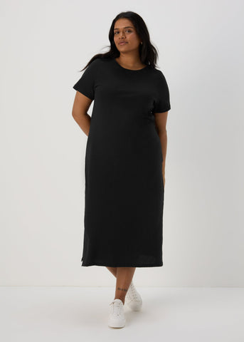 Black Jersey T-Shirt Midi Dress  F412997