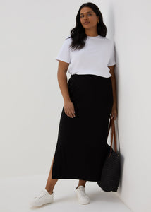 Black Jersey Maxi Skirt  F480806