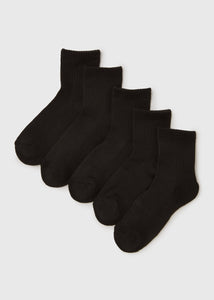 Boys 5 Pack Black Sports Socks (Younger 6-Older 6.5)  B300383