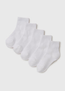 Boys 5 Pack White Sports Socks (Younger 6-Older 6.5)  B300384