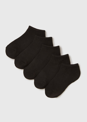 5 Pack Black Trainer Socks  B300385