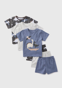 Boys 3 Pack Blue Dinosaur Pyjama Sets (9mths-5yrs)  C172977