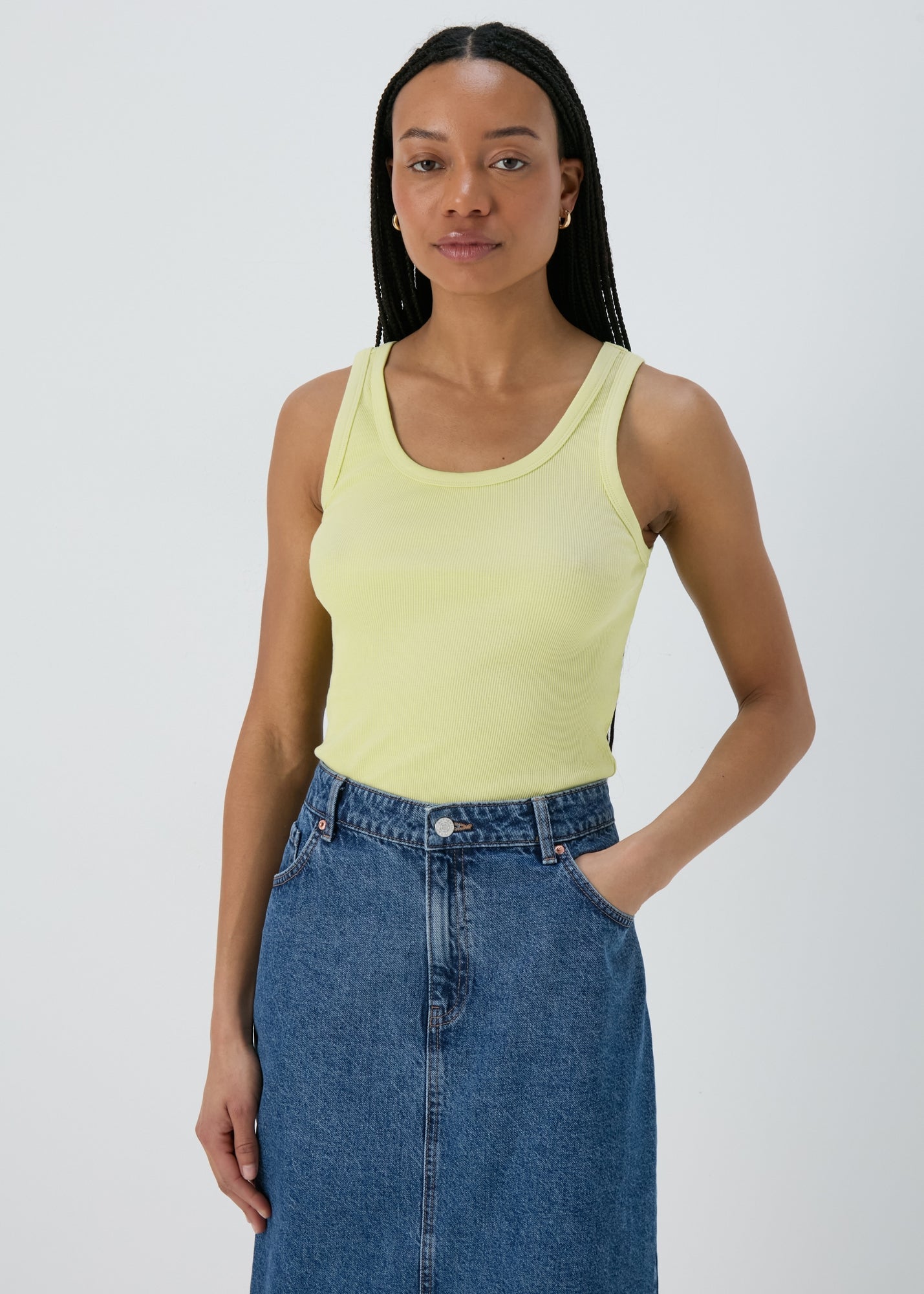 Lime Scoop Neck Ribbed Jersey Vest  F466610