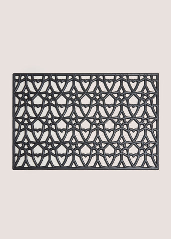 Black Heart & Star Rubber Doormat M485059