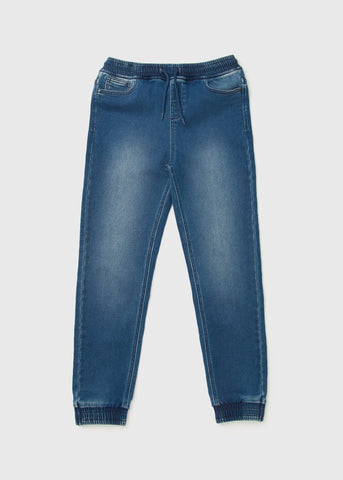 Boys Blue Rib Jersey Denim Jeans (7-13yrs)  B066912