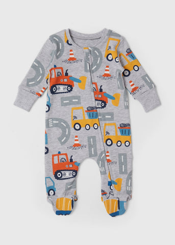 Boys Grey Cars Sleepsuit (Newborn- 18mths)  C136139
