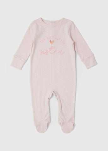 Girls Pink Sister Sleepsuit (Tiny Baby-18mths)  C136143