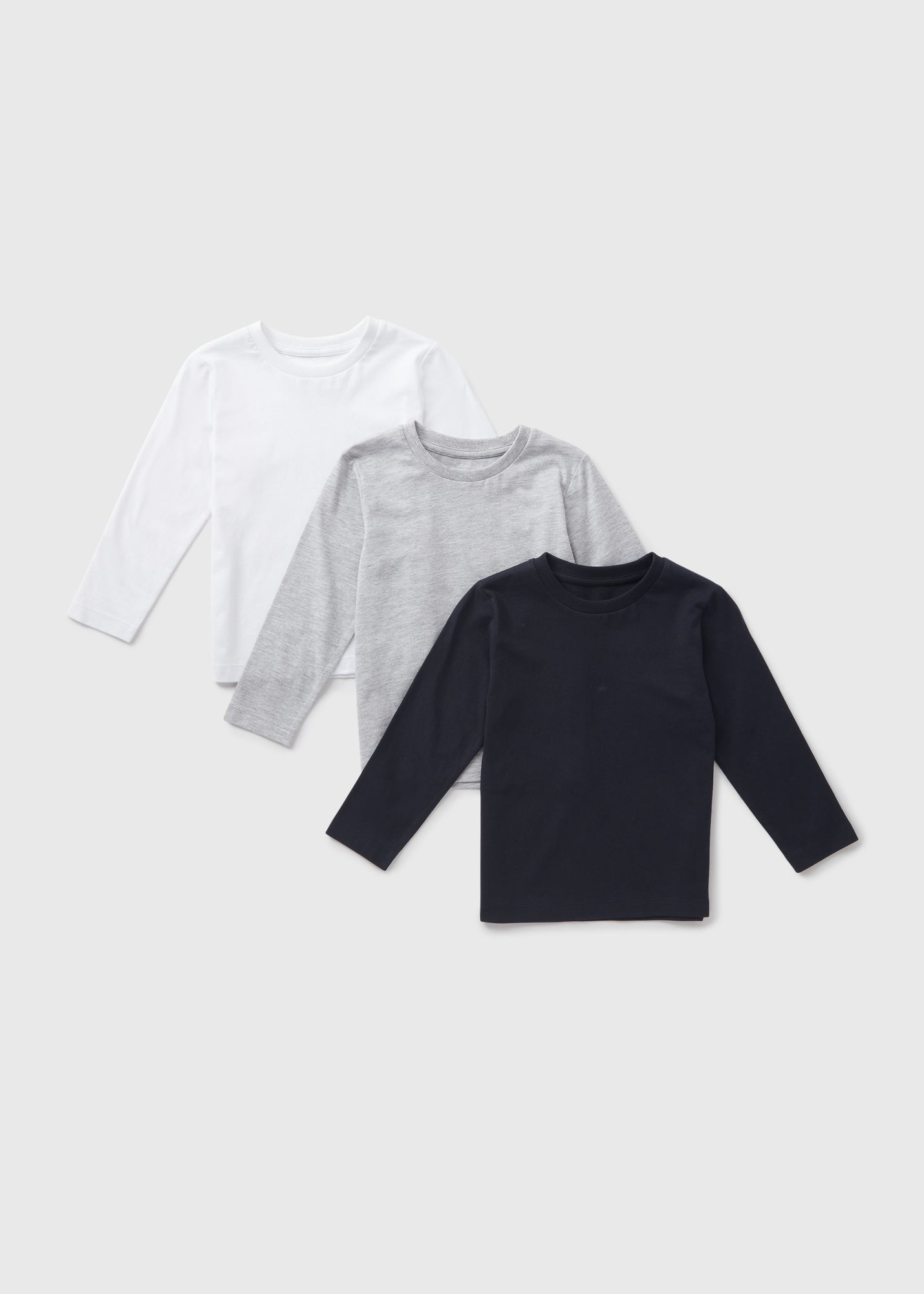 3 Pack Boys Monochrome Long Sleeve T-Shirts (1-7yrs)  B368705