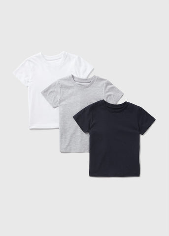 3 Pack Boys Monochrome T-Shirts (1-7yrs) B368703