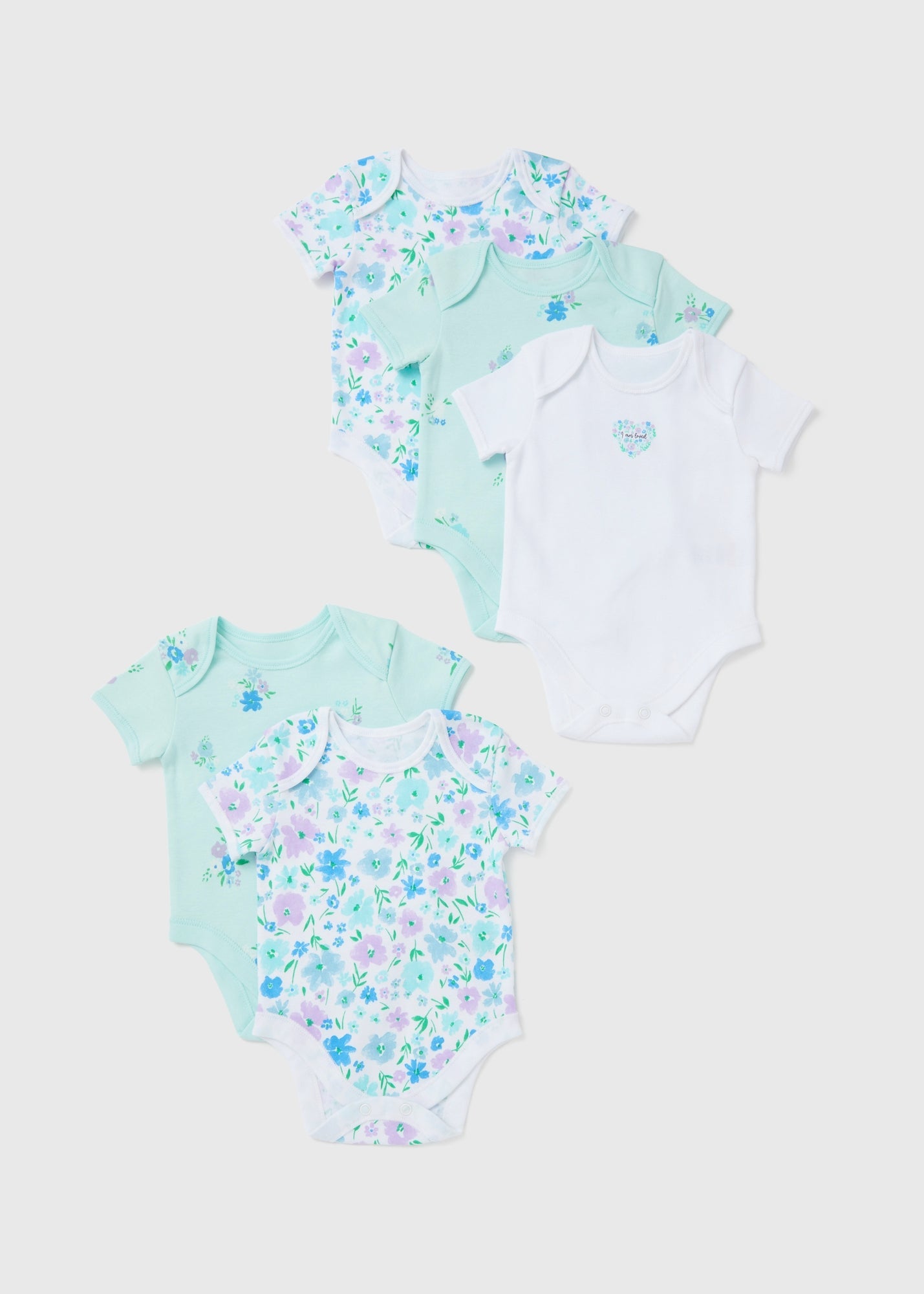 Baby 5 Pack Lilac Fresh Floral Sleepsuits (Newborn-23mths)  C136161