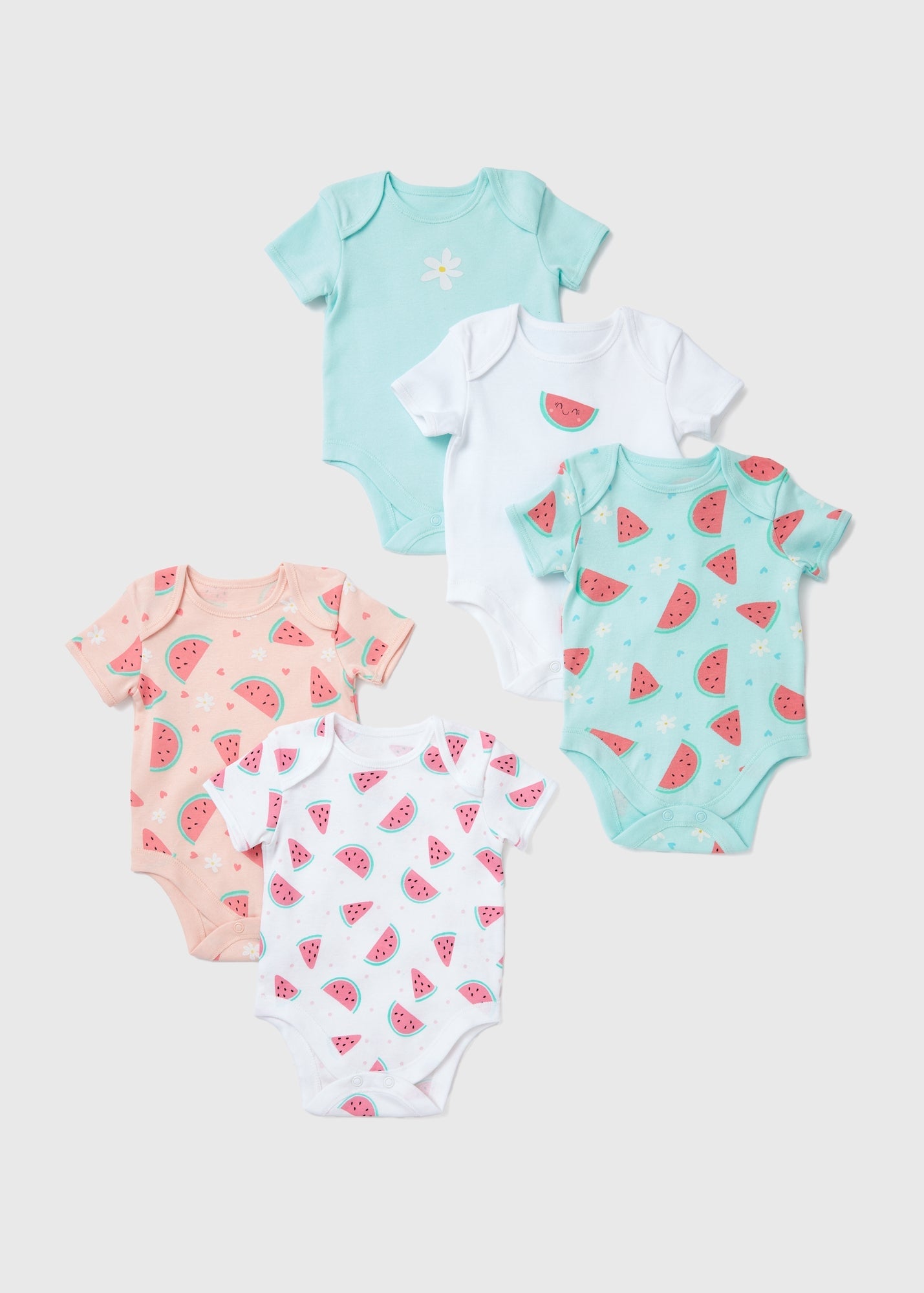 Baby 5 Pack Blue Watermelon Bodysuits (Newborn-23 mths)  C136224