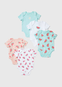 Baby 5 Pack Blue Watermelon Bodysuits (Newborn-23 mths)  C136224